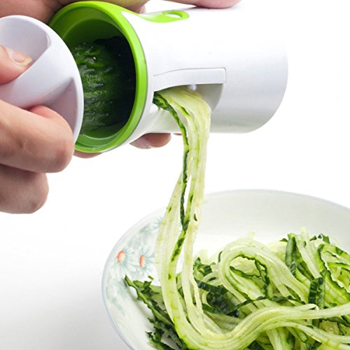 Cortador de Verduras - Cortador en espiral Vegetal Cortador de Verduras de Mano, Zucchini Pasta fideos espagueti Maker, con un cepillo de limpieza para el regalo, color Blanco