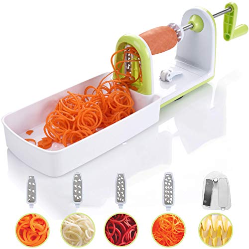 Cortador de verduras en espiral compacto Twinzee - 5 cuchillas fácilmente intercambiables - Espiralizador de verduras de fácil uso para cortar frutas y verduras en espiral