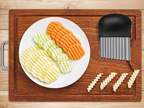 Cortador Ondulado de Acero Inoxidable, Cortador de Patatas Fritas con Utensilios de Cocina para Cortar Patatas, Batatas, Frutas y Verduras