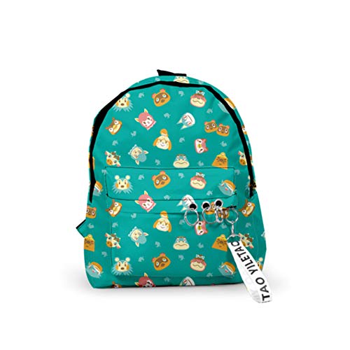 Coslive Animal Crossing Mochila Anime Cosplay Traje Bolsa Accesorios Nueva Hoja Impresión Viaje Schoolbag Casual Daypacks para Adolescente, azul (Azul) - D002-C18B-00-K100-BD