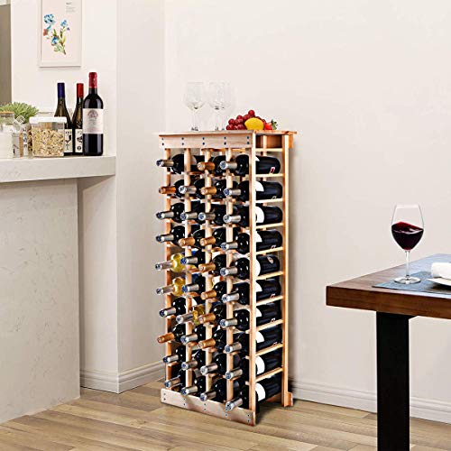 COSTWAY Estante de Vino Botellero para 44 Botellas Madera Armario para Vino Soporte Minibar