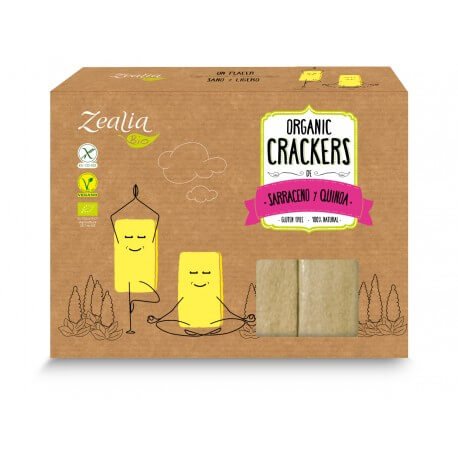 CRACKERS BIO DE SARRACENO Y QUINOA SIN GLUTEN VEGANO ZEALIA