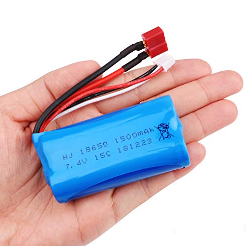 Crazepony-UK 2PCS Battery 7.4V 1500mAh Bateria 15C Universal for WLtoys 4WD RC Cars 12403 12401 12402 12404 12428 Spare Part Replacement