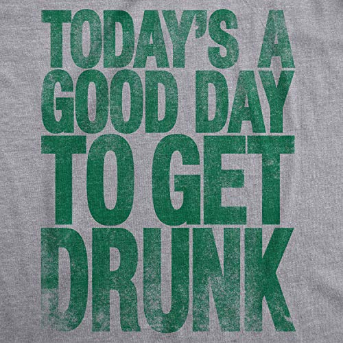 Crazy Dog Tshirts - Womens Good Day To Get Drunk Funny Drinking Saint St Patricks Day Lucky T Shirt (Light Heather Grey) - L - Camiseta para Mujer