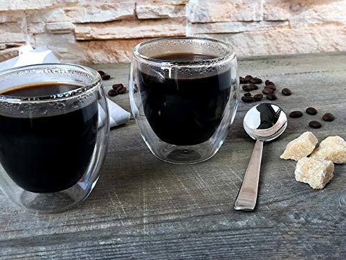 Creano Conjunto de 4 Vasos de Café Expreso de Doble Pared, Vasos Térmicos con Efecto de Flotación | 100ml