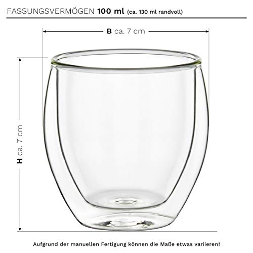Creano Conjunto de 4 Vasos de Café Expreso de Doble Pared, Vasos Térmicos con Efecto de Flotación | 100ml