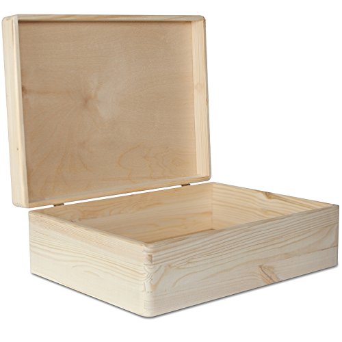 Creative Deco XL Grande Caja Madera para Decorar con Tapa | 40 x 30 x 14 cm (+/-1cm) | con Tapa Cofre para Decorar | para Almacenar Documentos, Objetos de Valor, Herramientas