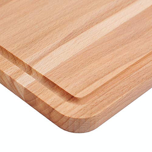 Creative Home Tabla de Cortar de Madera | 30,5 x 22,5 cm | Mesa de Corte con Ranura para Jugo | Madera de Haya Natural | Reversible | Gran Accesorio para Cualquier Cocina