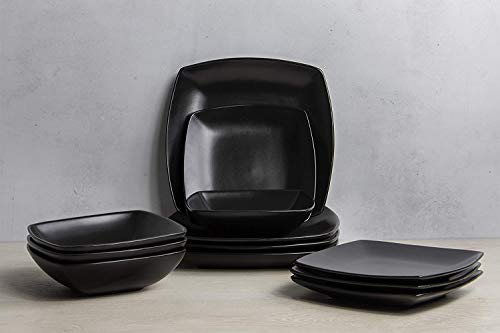 Creative Tops Schwarz Dinner Set, Ceramic, Negro, 12-Piece