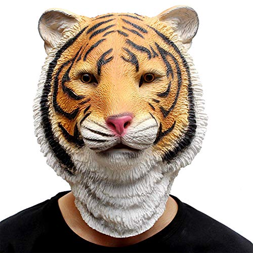CreepyParty Fiesta de Disfraces de Halloween Máscara de Cabeza de Látex Animal Tigre