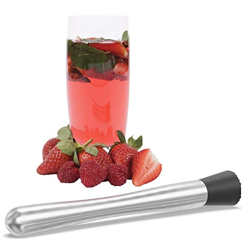 Cresimo Kit Cocteleria Profesional Mortero Y Cucharilla – Kit Barman Mortero Machacador 25 cm Mezclador eBook Recetas De Cócteles - Estilo Y Alta Calidad En Acero Inoxidable Y Nailon