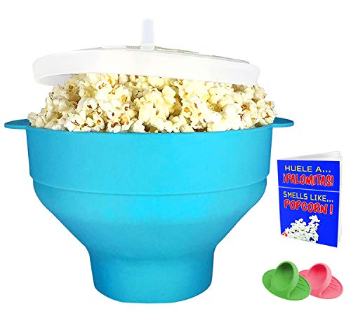 Crisolux Palomitero microondas Silicona Recipiente para Hacer Palomitas en el microondas Grande popcron Bowl para Hacer Palomitas microondas popup