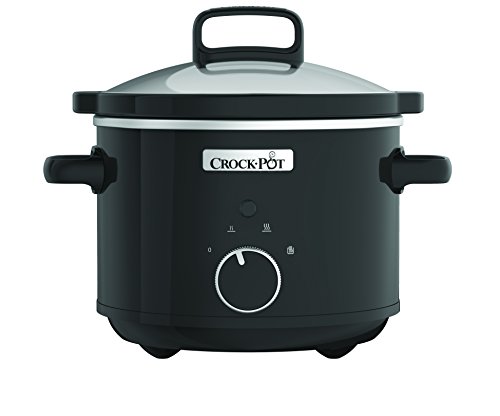 Crock-Pot CSC046X Olla de cocción lenta manual para preparar todo tipo de recetas, óptimo si cocinas para ti solo o para dos, 180 W, 2.4 litros, Acero Inoxidable, Negro