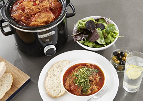 Crock-Pot CSC046X Olla de cocción lenta manual para preparar todo tipo de recetas, óptimo si cocinas para ti solo o para dos, 180 W, 2.4 litros, Acero Inoxidable, Negro