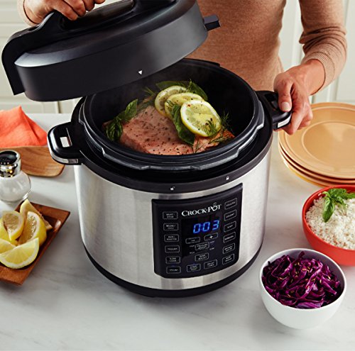 Crock-Pot CSC051X, Olla Multicooker Express para todo tipo de recetas: cocción lenta, cocción rápida a presión con varios ajustes, sellar/saltear, vapor y yogur, 5.7 litros, Negro