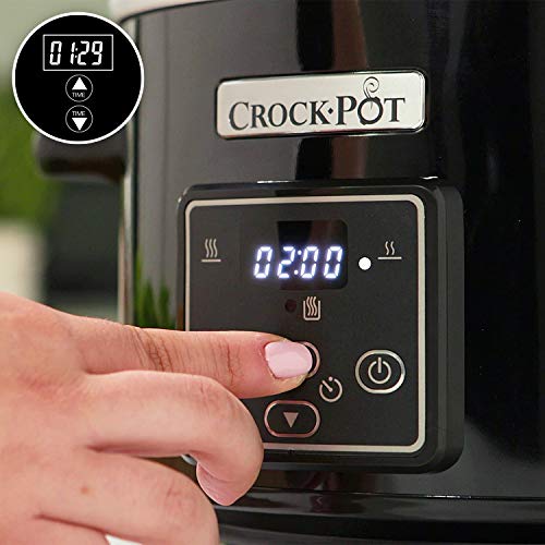 Crock-Pot CSC061X Olla de cocción lenta digital para preparar todo tipo de recetas, óptimo si cocinas para ti solo o para dos, 2.4 litros, Negro/Cromado