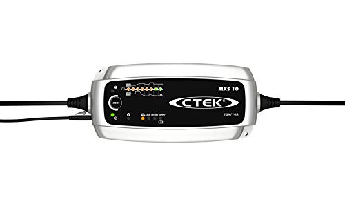 CTEK MXS 10 Cargador de batería Completamente automático (Carga, Mantenimiento y reacondicionamiento de baterias de automóvil, Remolque, Autocaravana) 12V, 10 amperios - Toma de la UE