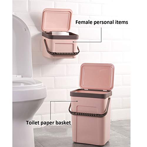 Cubetas de Basura Bote de basura moderno de la cocina de la ejecución con la caja de almacenamiento helada superficie impermeable del diseño de la tapa Botes de Basura ( Color : Pink , tamaño : 5L )