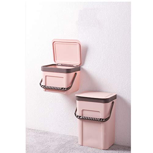 Cubetas de Basura Bote de basura moderno de la cocina de la ejecución con la caja de almacenamiento helada superficie impermeable del diseño de la tapa Botes de Basura ( Color : Pink , tamaño : 5L )