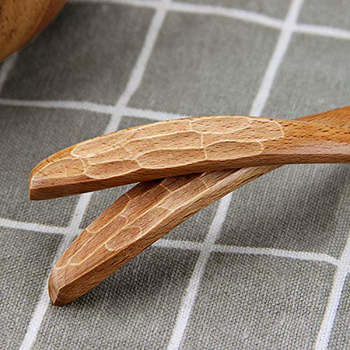 Cuchara de madera, Set de 6 Cuchara Madera Cocina Natural Juego de Cucharas de Sopa de Madera Cocina de Cocina Agitador de Mezcla Utensilios de Cocina Utensilios para Niños Cuchara de Cocina