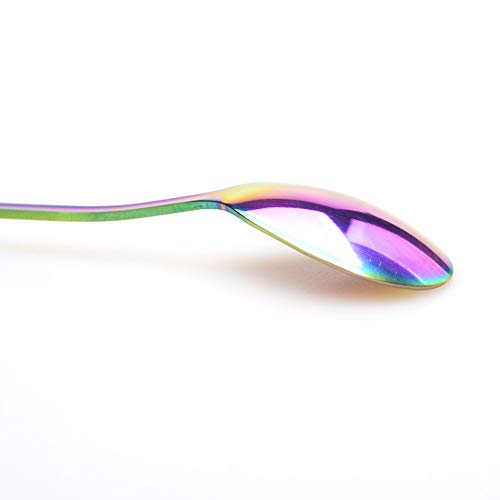 Cuchara de té helado de mango largo de 7.5 pulgadas de acero inoxidable - 8 piezas Cucharas de postre Rainbow Color, cucharas para mezclar café, cucharas para remover cócteles