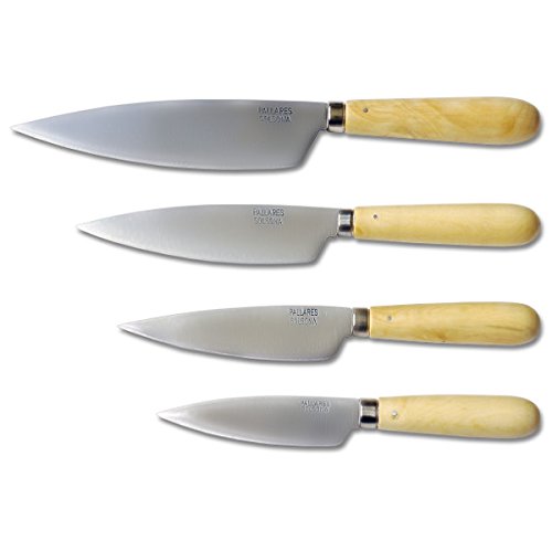 Cuchillo de Cocina PALLARES, Mango de Boj, Acero Carbono, 11cm. Hoja Ancha