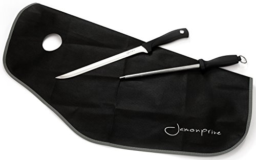 Cuchillo Jamonero con Chaira y Cubre Jamón - Set Profesional para el Corte de Jamón Serrano e Ibérico