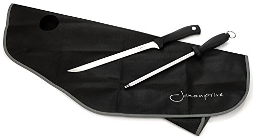 Cuchillo Jamonero con Chaira y Cubre Jamón - Set Profesional para el Corte de Jamón Serrano e Ibérico