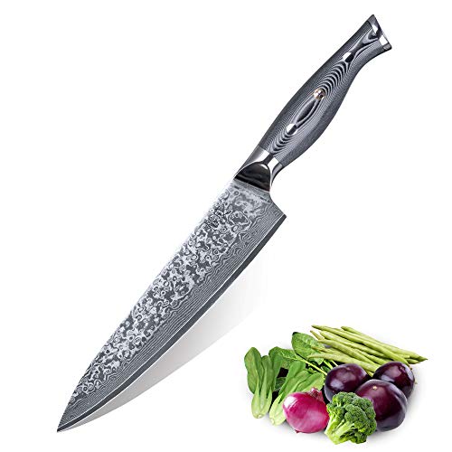 Cuchillo para chefs de damasco de 4 capas de acero japonés de 8 pulgadas de calidad profesional - SUPER Sharp - Productos de cocina de precisión