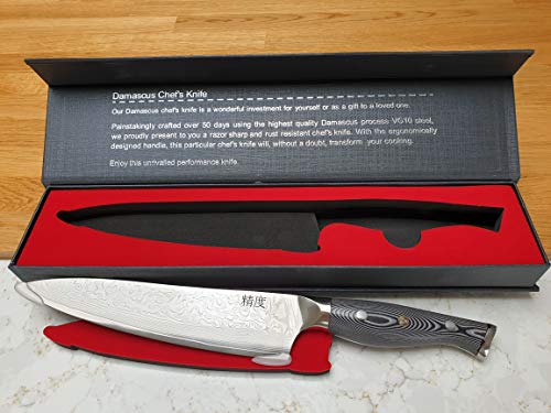 Cuchillo para chefs de damasco de 4 capas de acero japonés de 8 pulgadas de calidad profesional - SUPER Sharp - Productos de cocina de precisión