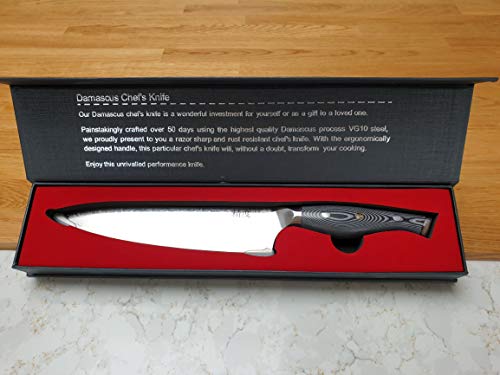 Cuchillo para chefs de damasco de 4 capas de acero japonés de 8 pulgadas de calidad profesional - SUPER Sharp - Productos de cocina de precisión