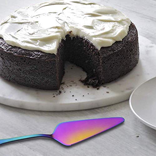 Cuchillo para tarta iridiscente con forma de unicornio arcoíris para servir cocina