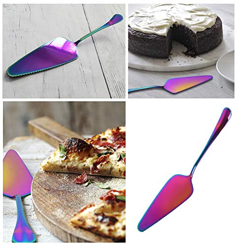 Cuchillo para tarta iridiscente con forma de unicornio arcoíris para servir cocina