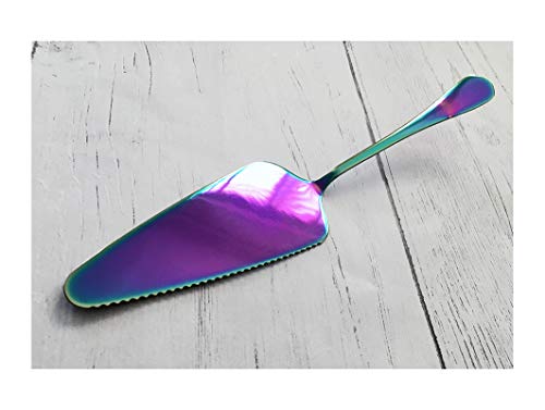 Cuchillo para tarta iridiscente con forma de unicornio arcoíris para servir cocina