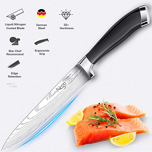 Cuchillos jamón Nego de 9,5 pulg - Cuchillo perfecto para cortar sushi y sashimi, filetear y rebanar el pescado - Cuchilla de acero inoxidable muy afilada con alto contenido de carbono y cuchilla