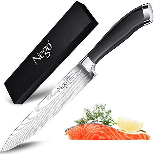 Cuchillos jamón Nego de 9,5 pulg - Cuchillo perfecto para cortar sushi y sashimi, filetear y rebanar el pescado - Cuchilla de acero inoxidable muy afilada con alto contenido de carbono y cuchilla