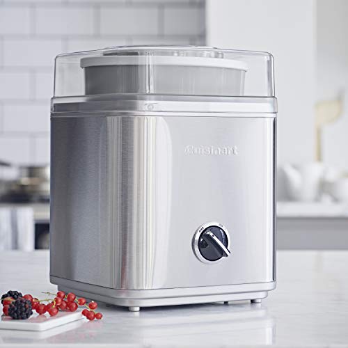 Cuisinart ICE30BCE Heladera 2 L, Helados cremosos, Sorbetes y Yogur Helado en Solo 25 Minutos, automático, fácil de Usar, Tapa Transparente, 35 W, 2 litros, Acero Inoxidable