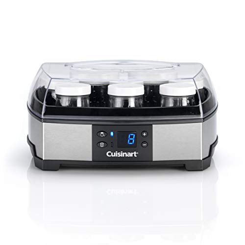 Cuisinart YM400E Yogurtera y Quesera, 6 x 125 ml tarros de vidrio para yogur con tapa, 2 x 230 ml cestas para queso fresco, pantalla LED, temporizador, apagado automático, apto lavavajillas