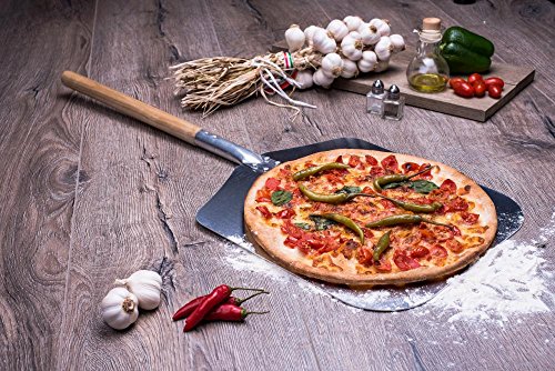 Culinario Pizza Pala con Mango de Madera, Paleta para Pizza, de Aluminio, 35,5 x 30,5 cm, Longitud del Mango: 43 cm