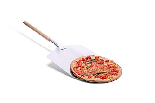 Culinario Pizza Pala con Mango de Madera, Paleta para Pizza, de Aluminio, 35,5 x 30,5 cm, Longitud del Mango: 43 cm