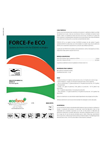 CULTIVERS Quelato de Hierro Fertilizante Ecológico de 1 Kg. Reverdeciente anticlorosis. Nutriente Fundamental para Las Plantas (6% Fe-EDDHA orto orto 4,8 % ). Force Fe