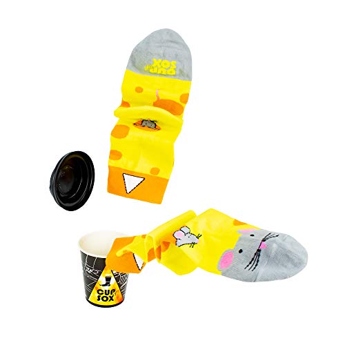 Cup of Sox - Calcetines divertidos para hombre y mujer en vaso de cartón con diseño de queso amarillo 41/44 ES