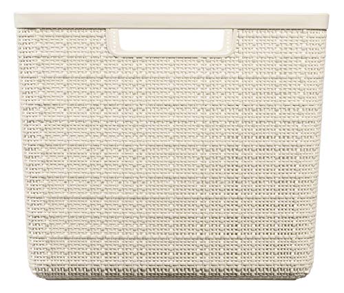 CURVER Cesta Jute 100% plástico Reciclado Rectangular, Blanco Roto, L: 20 L