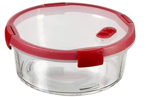 Curver Cook Recipiente de Vidrio, Transparente/Rojo, 1.2 l