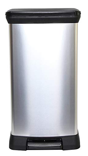 Curver Cubo de basura con pedal 50L, Metal, 37x27x70 cm, 187152, compuesto