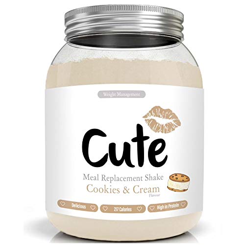 Cute Nutrition Batido Sustitutivo de Comida Sabor Galletas y Crema para el Control de la Pérdida de Peso en Polvo Bebida Dietética para Mujer Bote de 500 g