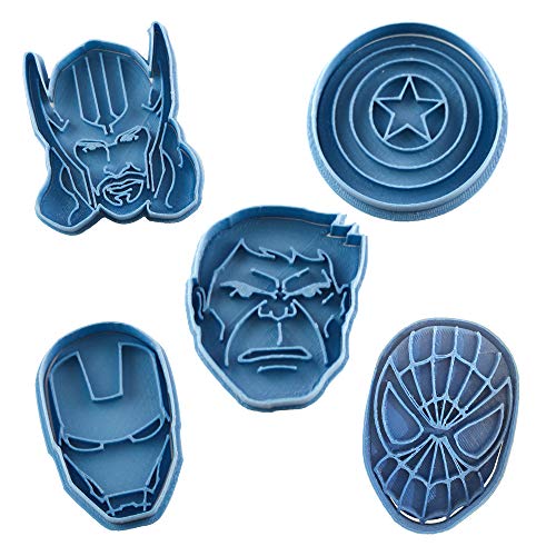 Cuticuter Superheroes Marvel Pack Cortador de Galletas, Azul, 16x14x1.5 cm, 5 Unidades