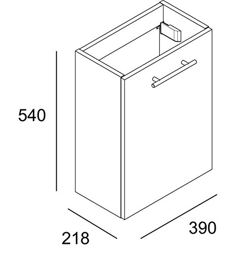 Cygnus Bath Mini Mueble lavamanos de baño, suspendido, con 1 Puerta de Cierre amortiguado, Madera, Brillo Lacado-Blanco, 40x22x48 cm