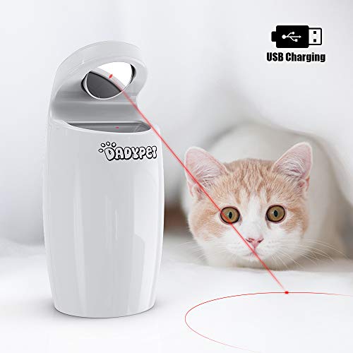 DADYPET Juguetes para Gatos Juguetes interactivos para Gatos y Perros rotación automática Irregular de Puntos Rojos, USB Recargable (Incluye Cable)