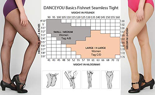 DANCEYOU Principiante Calcetines de Rejilla Medias Pantimedias Fishnet Tights Baile Pantyhose Cubrir le pie para Niña y Mujer Tostadas L/XL